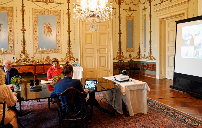 Også Kongeparet har benyttet digitale møter hyppig det siste året. (Foto: Sven Gj. Gjeruldsen / Det kongelige hoff)